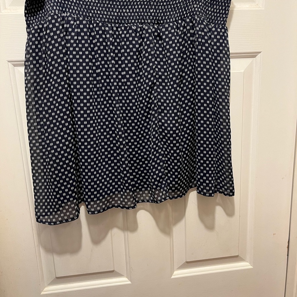 Old Navy Blue and White Smocked Skater Mini Skirt